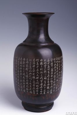 坭兴陶工艺美术品-中虎花瓶 - 古玩拍卖交易